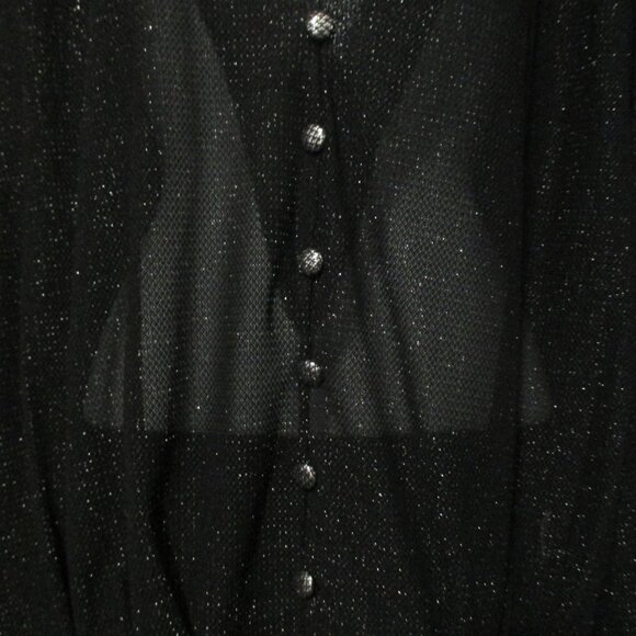 Shein top sheer black over shirt with silver threads & buttons like new size 1x - Picture 4 of 7